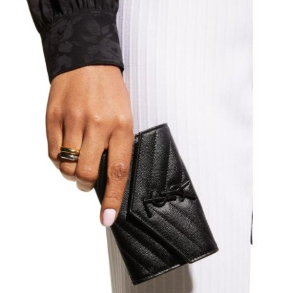 SAINT LAURENT V-Flap Small Monogram YSL Card Case-Like New
